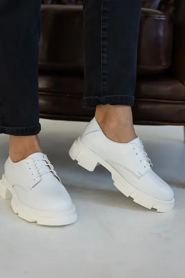 Жіночі туфлі шкіряні весняно-осінні білі Yuves 155 Original фото 6 — інтернет-магазин Tapok