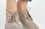 Жіночі туфлі шкіряні літні бежеві Ydg 21257/125 перфорація на шнурках Фото 5