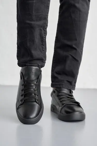 Мужские кеди кожаные весенне-осенние черные Rivest K3 фото 2 — интернет-магазин Tapok