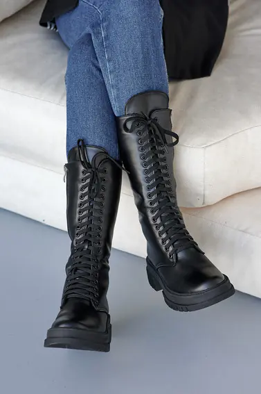 Женские ботинки кожаные зимние черные Marsela 206 на меху высокие фото 7 — интернет-магазин Tapok