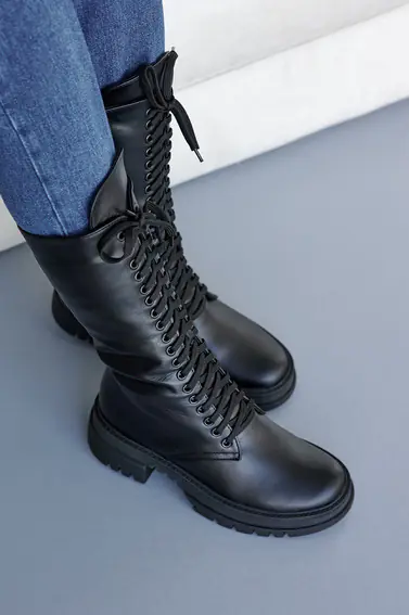 Женские ботинки кожаные зимние черные Marsela 206 на меху высокие фото 9 — интернет-магазин Tapok