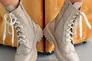 Жіночі черевики шкіряні весняно-осінні бежеві Udg 2327/125  на байке Фото 2
