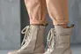 Женские ботинки кожаные весенне-осенние бежевые Udg 2327/125 на байке. Фото 5