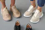 Жіночі кросівки шкіряні весняно-осінні молочні Yuves 207 із замшою Фото 4