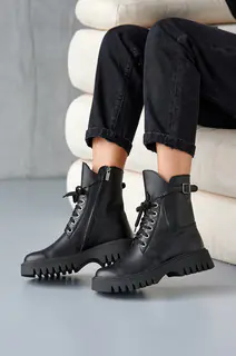 Женские ботинки кожаные зимние черные Tango L 01 на меху