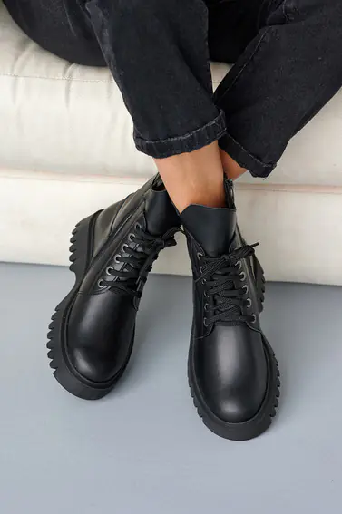 Жіночі черевики шкіряні зимові чорні Tango L 01 на меху фото 2 — інтернет-магазин Tapok