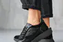 Женские кроссовки кожаные весенне-осенние черные Yuves 209 Фото 1