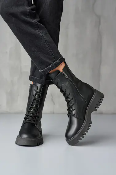 Женские ботинки кожаные весенне-осенние черные Yuves 142 байка фото 5 — интернет-магазин Tapok