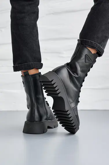 Женские ботинки кожаные весенне-осенние черные Yuves 142 байка фото 8 — интернет-магазин Tapok