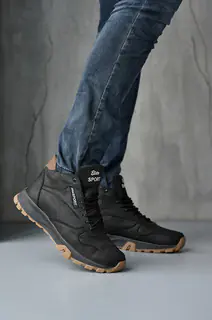 Мужские кроссовки кожаные зимние черные Emirro R17 Black Edition