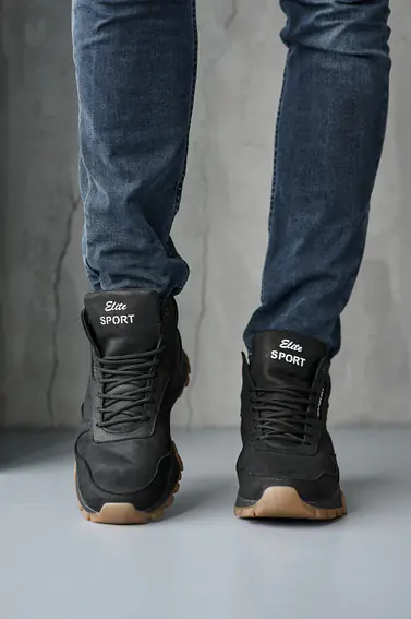 Мужские кроссовки кожаные зимние черные Emirro R17 Black Edition фото 2 — интернет-магазин Tapok