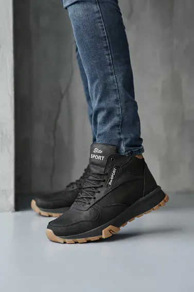 Мужские кроссовки кожаные зимние черные Emirro R17 Black Edition фото 3 — интернет-магазин Tapok