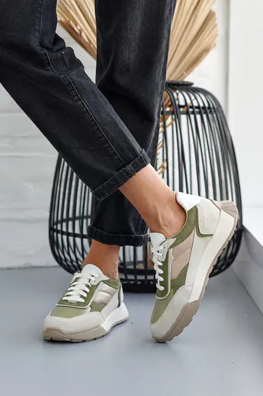 Жіночі кросівки шкіряні весняно-осінні зелені Yuves 209 фото 9 — інтернет-магазин Tapok