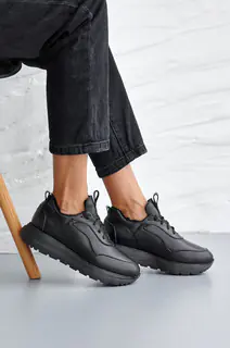 Жіночі кросівки шкіряні зимові чорні Emirro 04