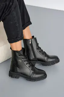 Женские ботинки кожаные зимние черные Caiman М1