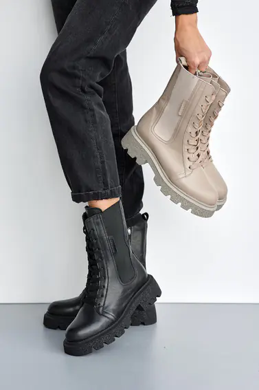 Женские ботинки кожаные весенне-осенние черные Leader Style 3798 фото 3 — интернет-магазин Tapok