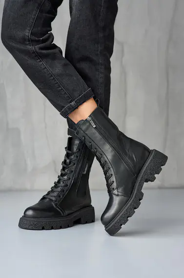 Женские ботинки кожаные весенне-осенние черные Leader Style 3798 фото 5 — интернет-магазин Tapok
