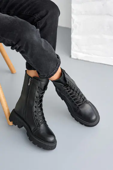 Женские ботинки кожаные весенне-осенние черные Leader Style 3798 фото 8 — интернет-магазин Tapok