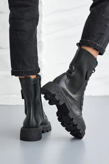 Женские ботинки кожаные весенне-осенние черные Leader Style 3798 фото 9 — интернет-магазин Tapok