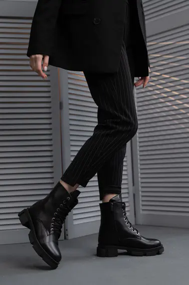 Женские ботинки кожаные зимние черные Yuves 1270 фото 3 — интернет-магазин Tapok