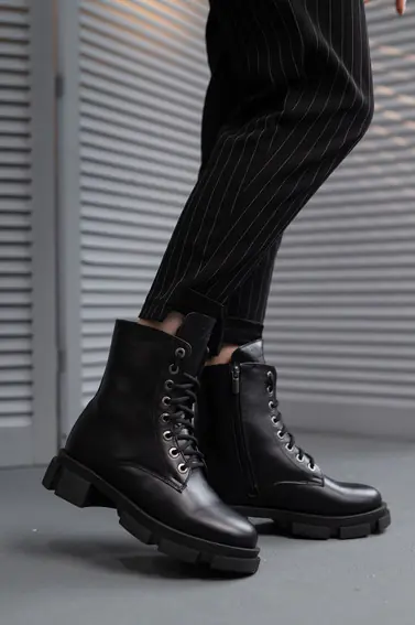 Женские ботинки кожаные зимние черные Yuves 1270 фото 6 — интернет-магазин Tapok