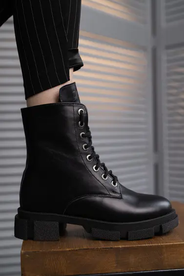 Женские ботинки кожаные зимние черные Yuves 1270 фото 8 — интернет-магазин Tapok