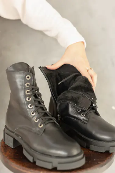 Женские ботинки кожаные зимние черные Yuves 1270 фото 10 — интернет-магазин Tapok