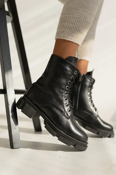 Женские ботинки кожаные зимние черные Yuves 1270 фото 11 — интернет-магазин Tapok