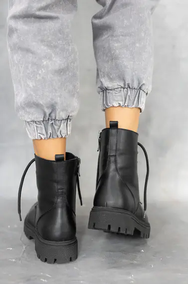 Женские ботинки кожаные зимние черные Udg 21151/1А набивная шерсть фото 4 — интернет-магазин Tapok