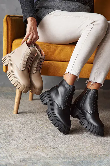 Женские ботинки кожаные зимние черные Yuves 21153 фото 5 — интернет-магазин Tapok