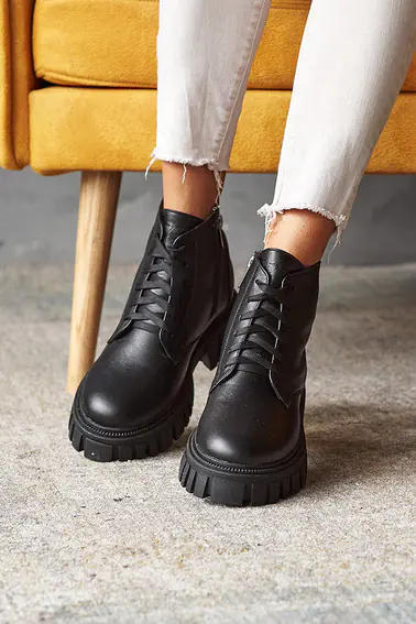 Женские ботинки кожаные зимние черные Yuves 21153 фото 6 — интернет-магазин Tapok