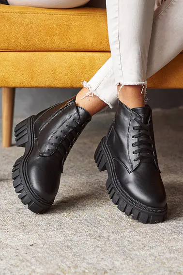 Женские ботинки кожаные зимние черные Yuves 21153 фото 7 — интернет-магазин Tapok