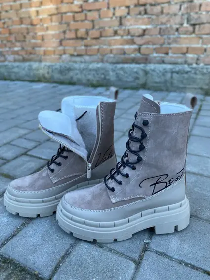 Женские ботинки кожаные зимние бежевые Emirro БЖ 62-505 на меху. фото 5 — интернет-магазин Tapok
