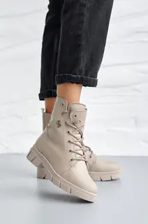Женские ботинки кожаные зимние бежевые Caiman М1