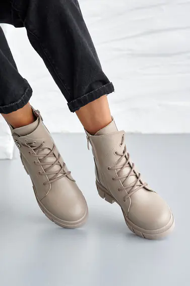Женские ботинки кожаные зимние бежевые Caiman М1 фото 3 — интернет-магазин Tapok