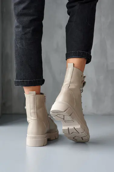 Женские ботинки кожаные зимние бежевые Caiman М1 фото 6 — интернет-магазин Tapok