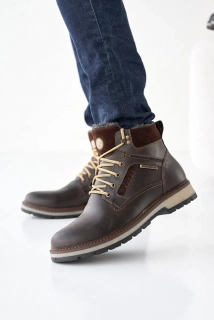 Мужские ботинки кожаные зимние коричневые Riccone 222