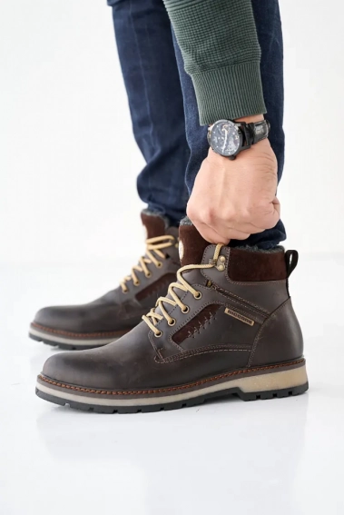 Мужские ботинки кожаные зимние коричневые Riccone 222 фото 2 — интернет-магазин Tapok