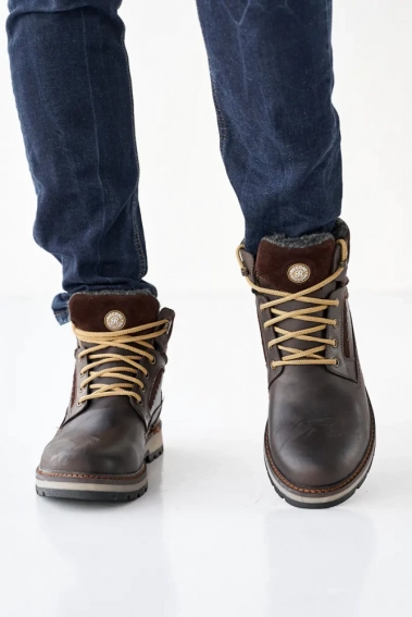 Мужские ботинки кожаные зимние коричневые Riccone 222 фото 3 — интернет-магазин Tapok
