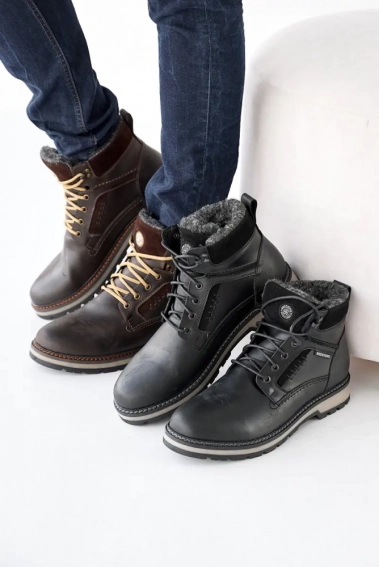Мужские ботинки кожаные зимние коричневые Riccone 222 фото 5 — интернет-магазин Tapok
