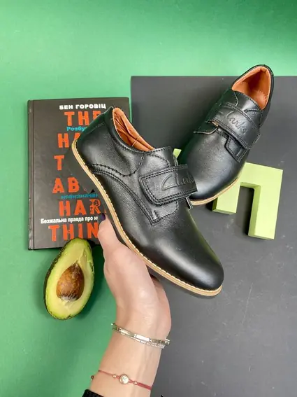 Подростковые туфли кожаные весна/осень черные Yuves М5L фото 2 — интернет-магазин Tapok