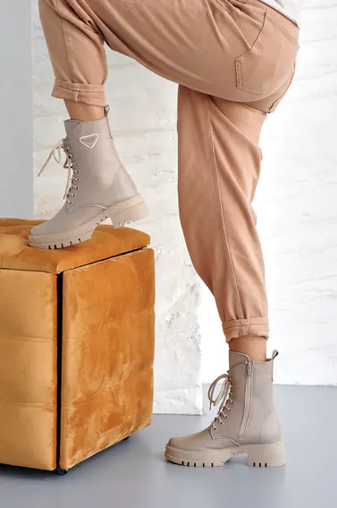 Женские ботинки кожаные зимние бежевые Marsela 706 фото 3 — интернет-магазин Tapok