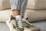 Женские кроссовки кожаные зимние зеленые Yuves 809 Фото 1