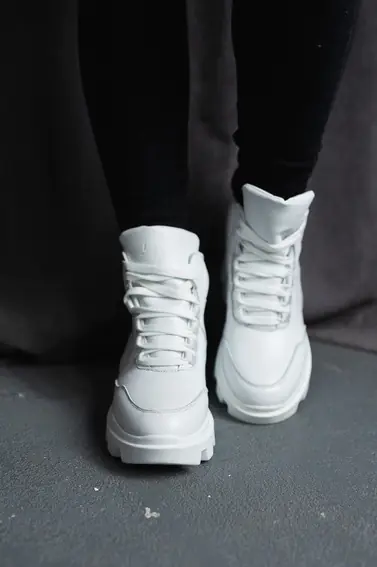 Жіночі кросівки шкіряні зимові білі Yuves 825 на меху фото 3 — інтернет-магазин Tapok