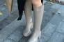 Сапоги женские кожаные бежевого цвета на каблуке демисезонные Фото 15