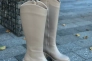 Сапоги женские кожаные бежевого цвета на каблуке демисезонные Фото 21