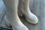 Сапоги женские кожаные бежевого цвета на каблуке демисезонные Фото 22