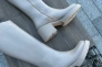 Сапоги женские кожаные бежевого цвета на каблуке демисезонные Фото 23