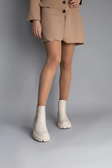 Челси женские кожаные молочного цвета зимние фото 5 — интернет-магазин Tapok