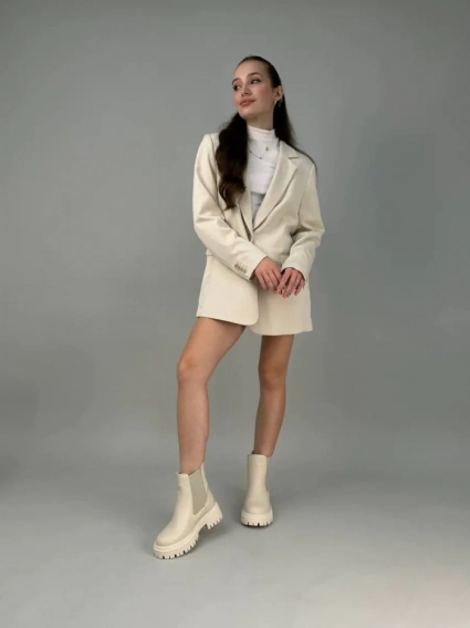 Челси женские кожаные молочного цвета зимние фото 12 — интернет-магазин Tapok